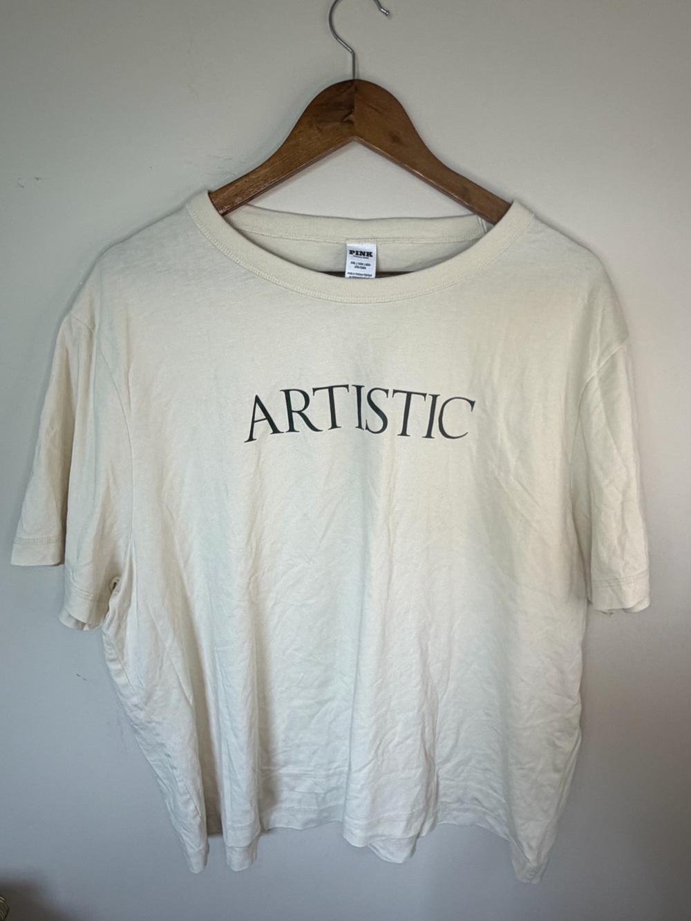 PINK Victoria's Secret Cream 'ARTISTIC' Graphic Tee